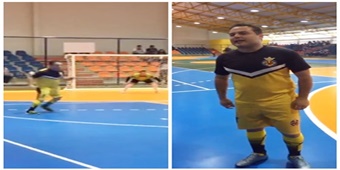 Governador Renan Filho joga futsal durante inauguração de Ginásio de Esportes