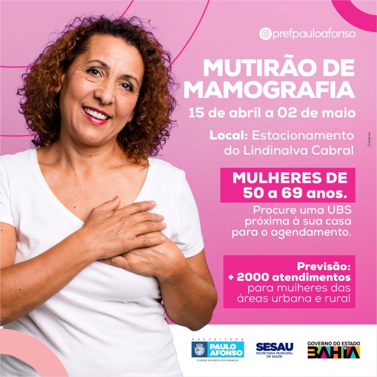 Com foco na saúde da mulher, Prefeitura e Governo do Estado realizam Mutirão de Mamografia para público de 50 a 69 anos