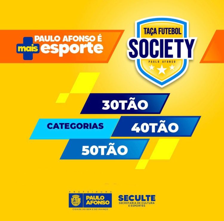 Taça de Futebol Society 30tão, 40tão e 50tão tem início nesta quinta-feira (18)
