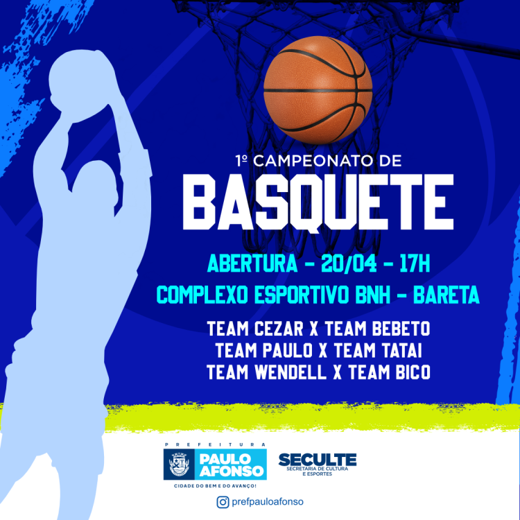 Abertura do 1º Campeonato de Basquete será realizada neste sábado, 20 de abril