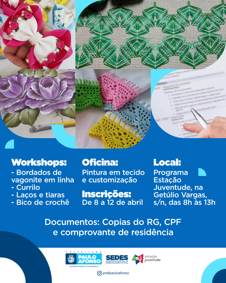 Inscrições para workshops e oficinas da Sedes estarão abertas nesta segunda (8)