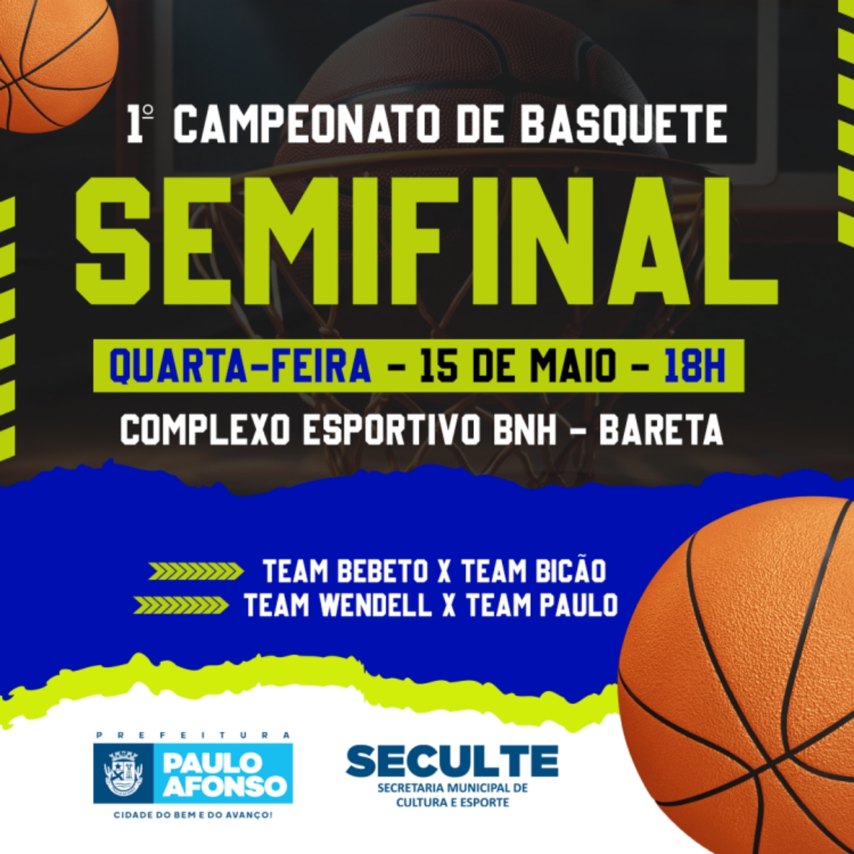 Semifinal do Campeonato de Basquete será nesta quarta-feira (15)