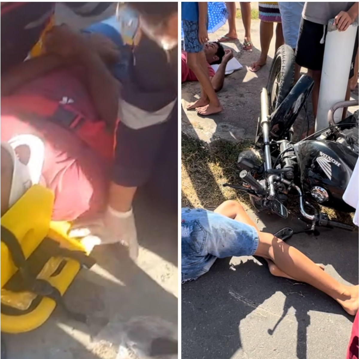 Jovens aguardam mais de 1h para serem atendidos, após colisão entre motocicletas em Delmiro Gouveia